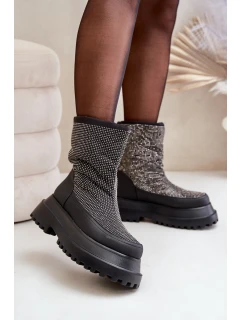 Ozdobené Sněhule Na Platformě A Plochém Podpatku Černé model 21679753 - Boto