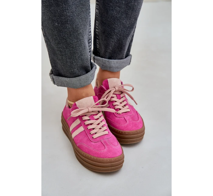Zazoo N1068S4 Dámské semišové sneakersy na platformě fuchsie