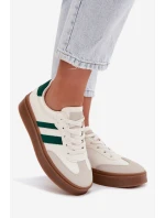 Dámské tenisky na platformě z eko kůže – bílo-zelené Elaraven Dámské tenisky na platformě z eko kůže – bílo-zelené Elaraven