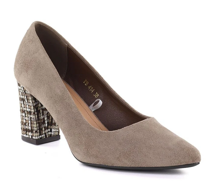 Dámské semišové lodičky na jehlovém podpatku světle hnědé Sergio model 22078967 - LEONE