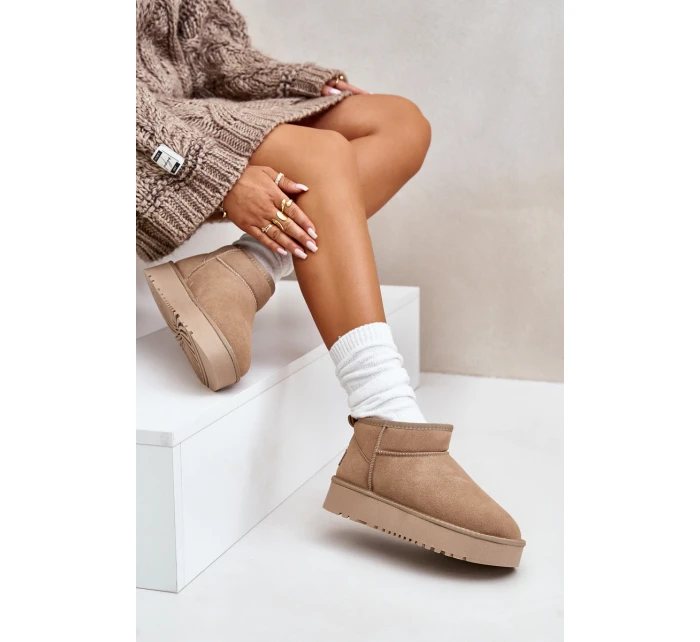 Dámské semišové sněhule na platformě béžové model 21670427 - Boto Dámské semišové sněhule na platformě béžové model 21670427 - Boto