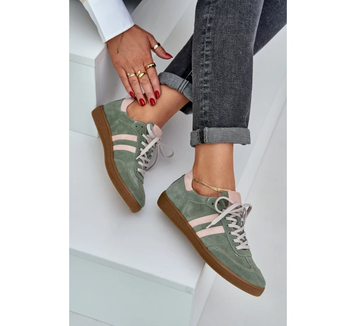 Zelené Nízké Dámské Sneakersy Zamšové Zazoo