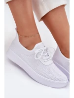 Dámské bílé textilní boty na platformě model 21702961 - Boto