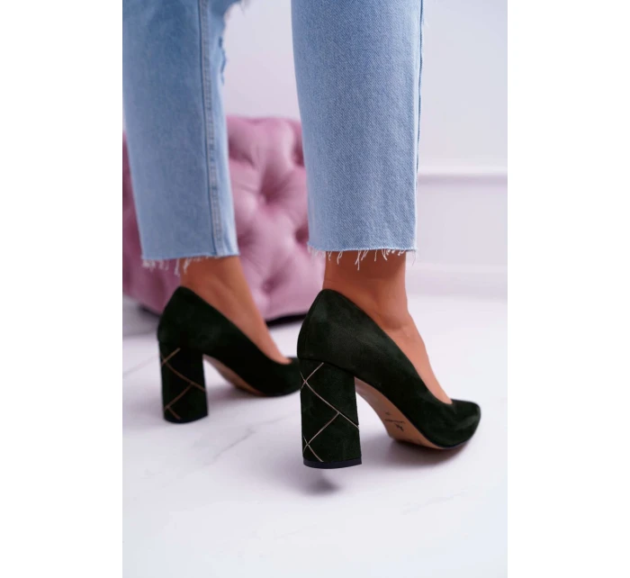 Dámské Semišové Lodičky Laura Messi olivové 2050