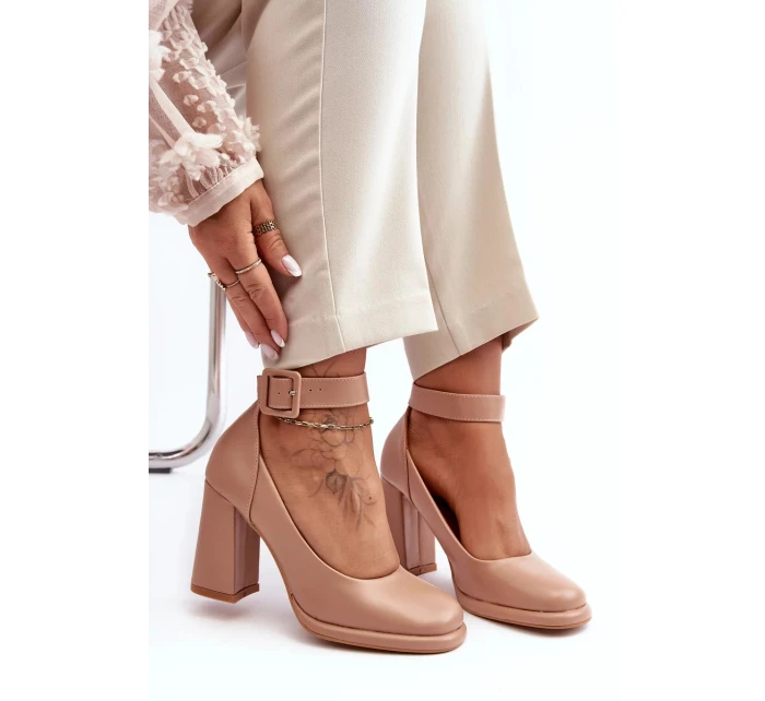 Lodičky na vysokém podpatku s přezkou, béžová Idovana
