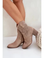 Dámské kotníkové boty S.Barski kovbojky na podpatku – béžové Dámské kotníkové boty S.Barski kovbojky na podpatku – béžové