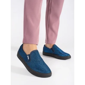 Stylové dámské  polobotky modré bez podpatku