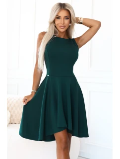 Rozšířené šaty s prodlouženým zadním dílem lahvově zelené model 21297347 - numoco