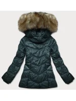 Tmavě zelená dámská prošívaná bunda pro předhodné období (H-205)