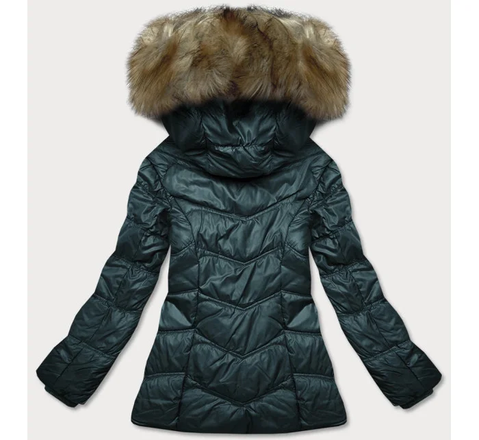 Tmavě zelená dámská prošívaná bunda pro předhodné období (H-205)
