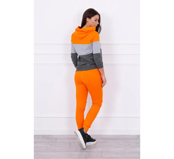 Oranžová+šedá barevná pruhovaná sada