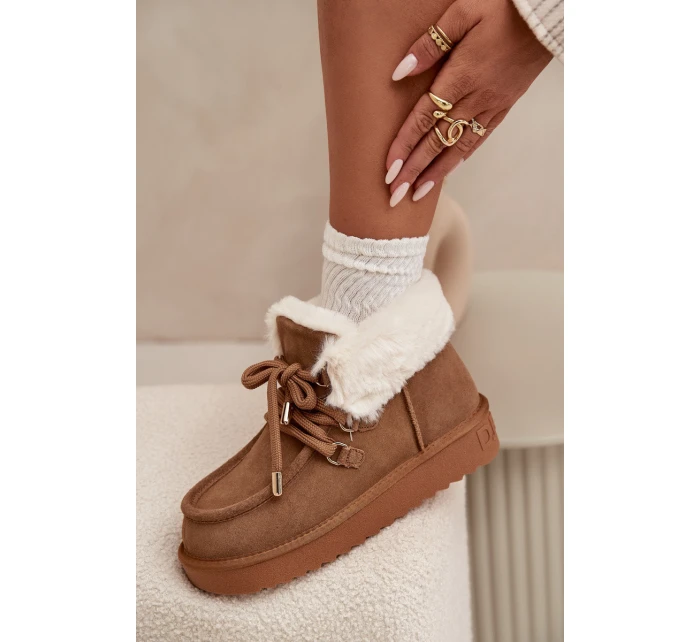 Dámské sněhule z přírodní semiš D.Franklin DFSH375006 Camel