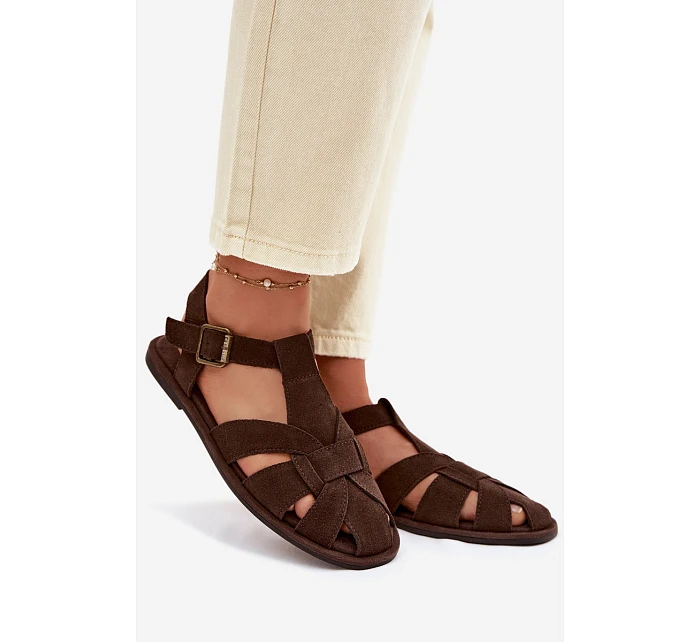 Dámské Sandály Ploché z Semiše Big Star Čokoládové model 22064182 - Big Star Shoes Dámské Sandály Ploché z Semiše Big Star Čokoládové model 22064182 - Big Star Shoes