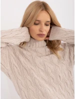 Sweter AT SW model 20463667 jasny beżowy - FPrice Sweter AT SW model 20463667 jasny beżowy - FPrice