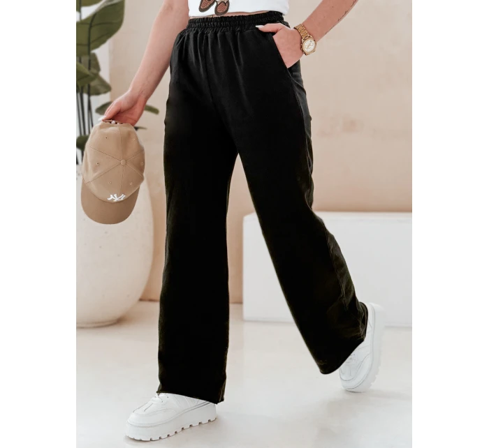 Dámské tepláky se širokými nohavicemi DRESLINA černé FashionStreet UY2692
