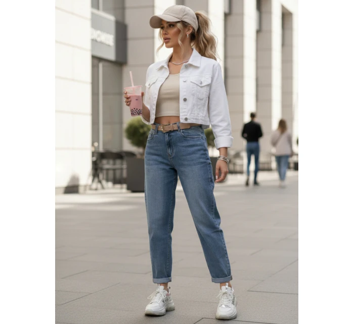 Dámské džínové kalhoty s páskem FashionStreet UY2887