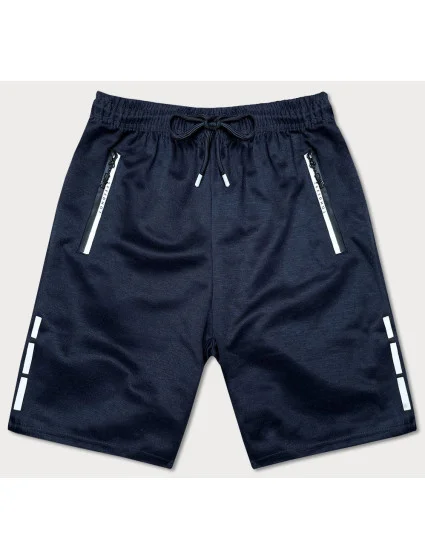 Tmavě modré pánské kraťasy s kontrastními vsadkami (8K925-25)