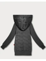 Dámská mikina v grafitové barvě z různých materiálů s kapucí model 21787462 - LHD