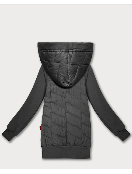 Dámská mikina v grafitové barvě z různých materiálů s kapucí Goodlookin model 21787462 - LHD