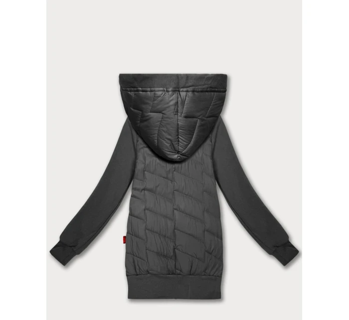 Dámská mikina v grafitové barvě z různých materiálů s kapucí model 21787462 - LHD