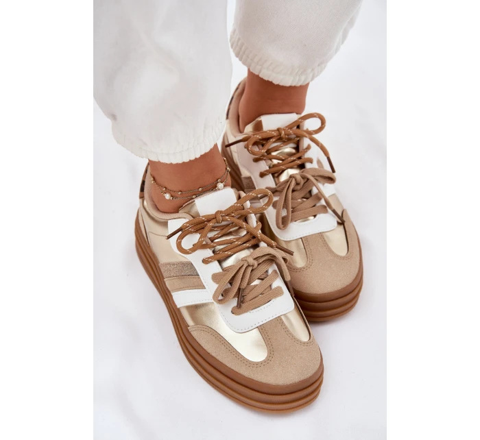 Dámské Tenisky Na Platformě S Dvojitým Šněrováním Leopardí Zlaté Klipy Dámské Tenisky Na Platformě S Dvojitým Šněrováním Leopardí Zlaté Klipy