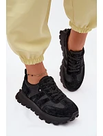 Kožené semišové dámské tenisky na platformě Vinceza 41520 Černé