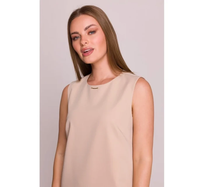 S408 Šaty bez rukávů - béžové S408 Šaty bez rukávů - béžové