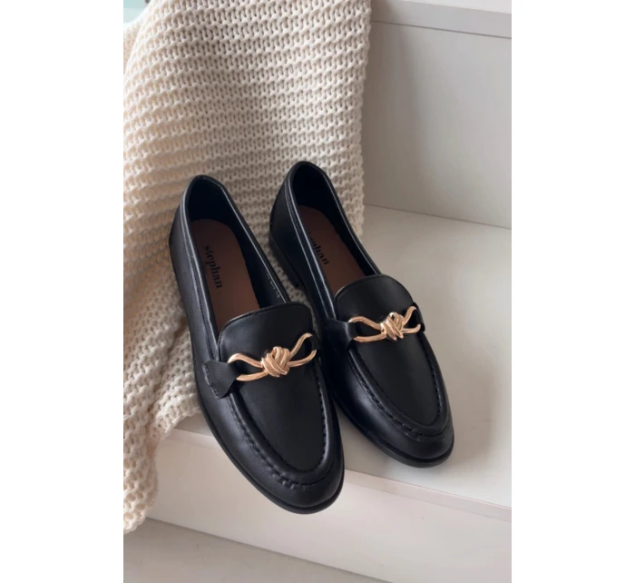 Dámské loafersy s ozdobným detailem – černé Rosynne