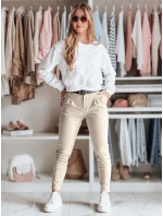 Dámské chinos kalhoty s páskem MODELA cappuccino FashionStreet UY2566