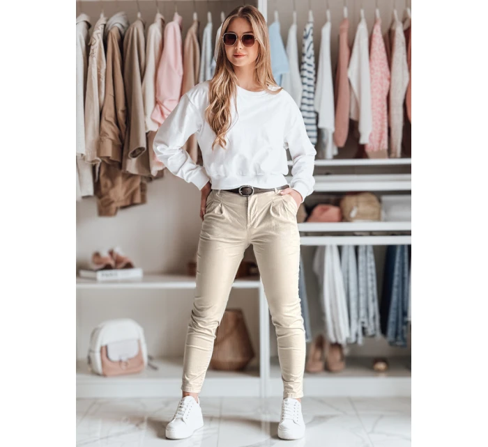 Dámské chinos kalhoty s páskem MODELA cappuccino FashionStreet UY2566
