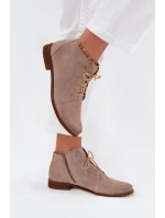 Semišové kotníkové boty na plochém podpatku Cappuccino Zazoo 4078