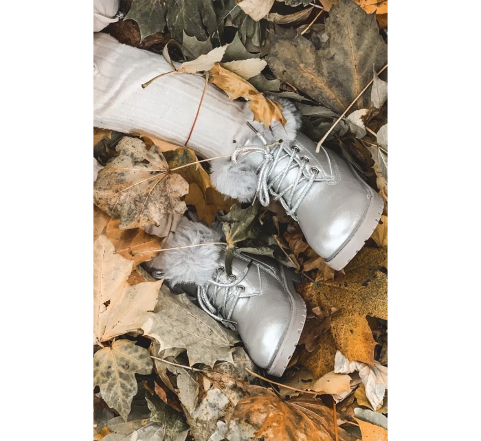 Stříbrné izolované dětské boty Trapery Fobos Stříbrné izolované dětské boty Trapery Fobos