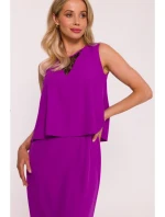 S422 Šaty s krajkovou vsadkou - levandulová