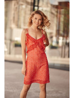 Letní červené puntíkované šaty
