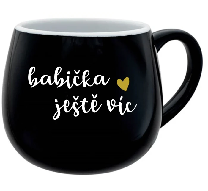 BABIČKA JEŠTĚ VÍC - černý keramický hrníček 300 ml
