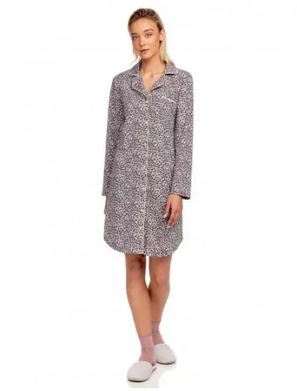 Dámská noční košile 15446 - 271 šedá/růžová se vzorem - Vamp