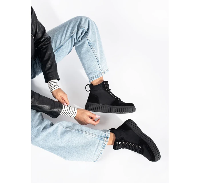 Trendy dámské kotníčkové boty černé platforma Trendy dámské kotníčkové boty černé platforma