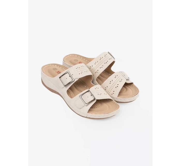 Pohodlné sandály dámské Jasnobeżowy na klínku Pohodlné sandály dámské Jasnobeżowy na klínku