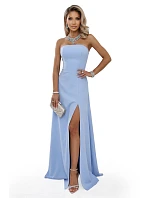 maxi šaty s rozparkem a zavazováním na zádech modré model 22064822 - numoco maxi šaty s rozparkem a zavazováním na zádech modré model 22064822 - numoco