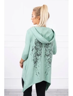 Tmavě mátová mikina s potiskem model 21755706 - K-Fashion