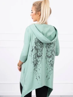 Tmavě mátová mikina s potiskem model 21755706 - K-Fashion