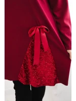 Dámská plus size šaty s ozdobnou z bordová model 21486184 - K-Fashion