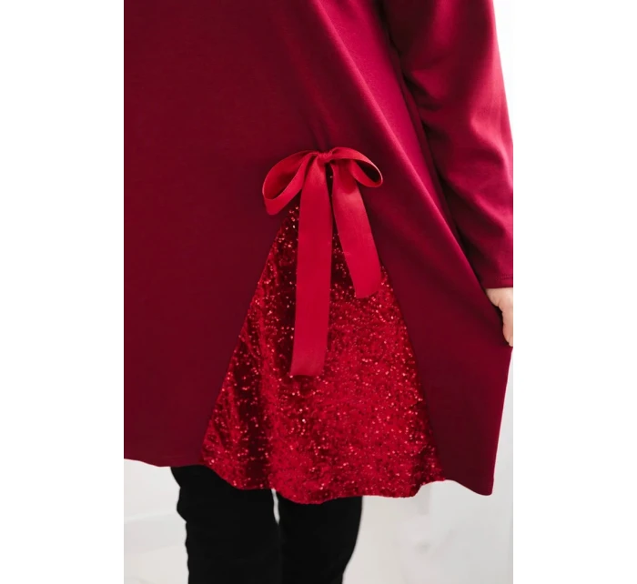 Dámská plus size šaty s ozdobnou z bordová model 21486184 - K-Fashion