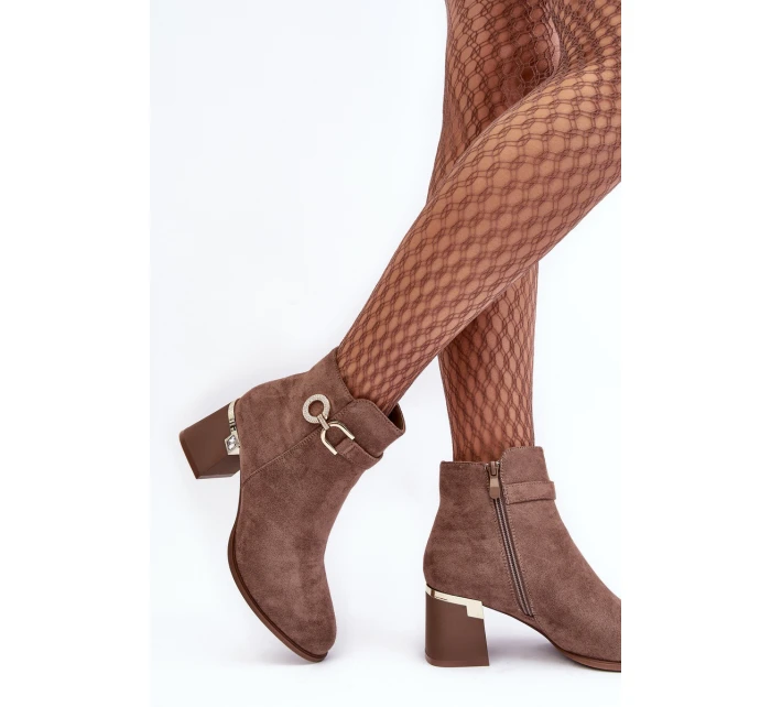 Modní Dámské Semišové Botky Hnědé Nola