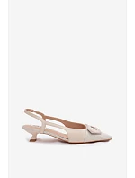 Dámské sandály na nízkém podpatku s ozdobným detailem Béžové Camira