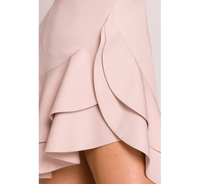 M850 Volánové mini šaty - světle béžové