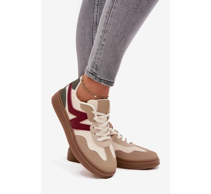 Nízké dámské tenisky z eko kůže Givelle – béžové Nízké dámské tenisky z eko kůže Givelle – béžové