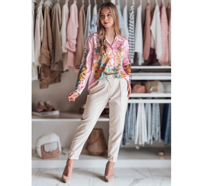 Dámské květované tričko oversize růžové Dstreet model 21986544 - FashionStreet