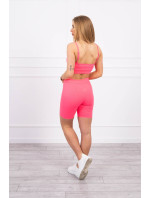 Souprava s kalhotami s vysokým pasem růžové neonové barvy