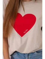 Bavlněná halenka s potiskem srdce béžový Bavlněná halenka s potiskem srdce béžový